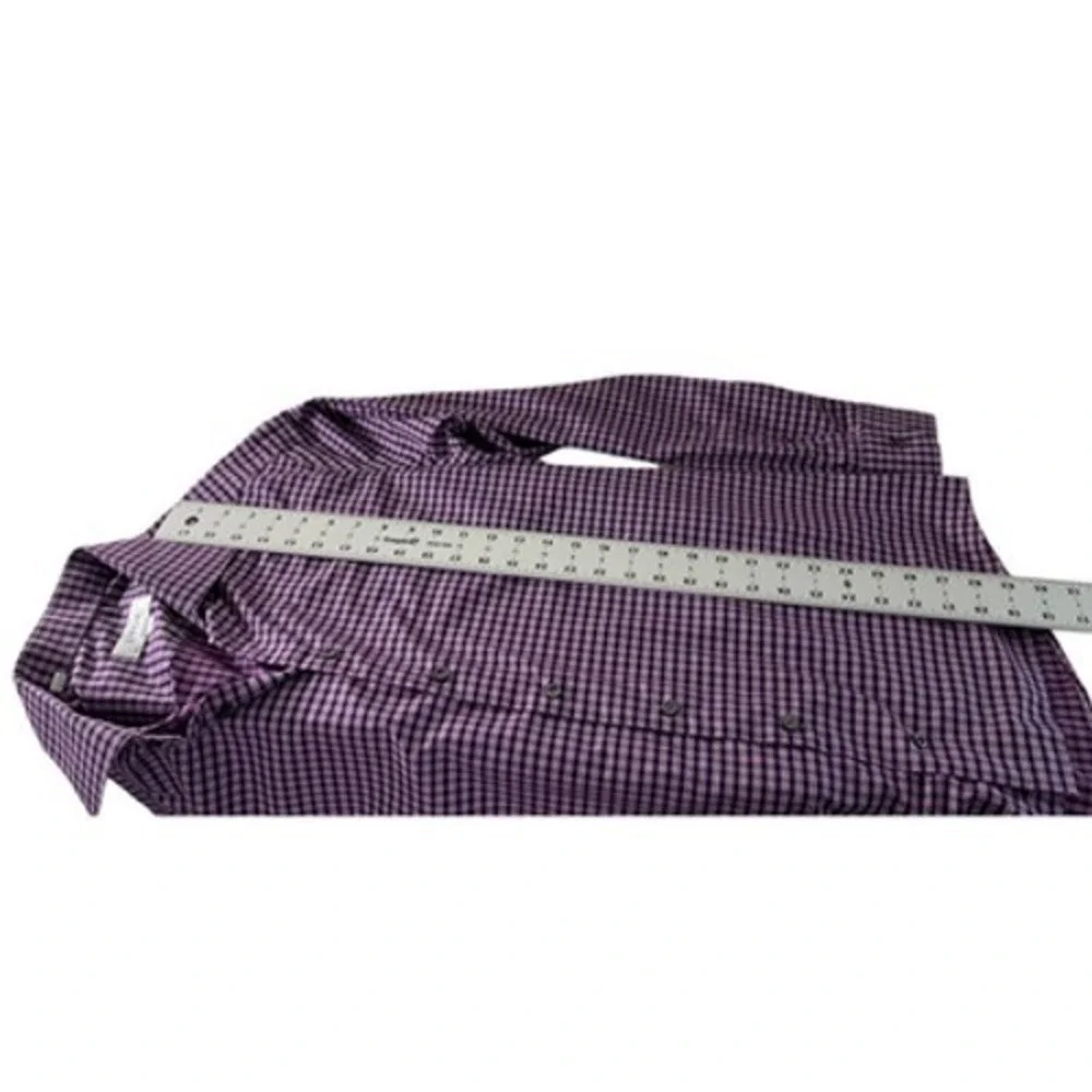 Eton Contemporary Fit Purple Gingham Check Dress Shirt Mens 41 16 L Cotton